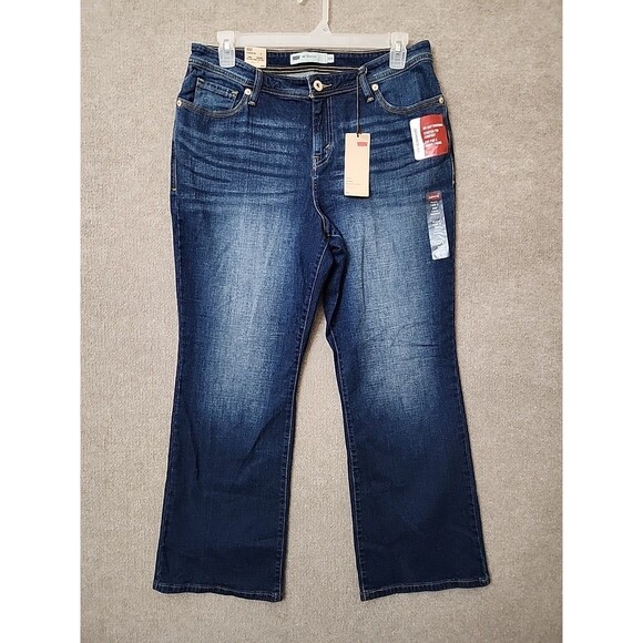 Levis 580 Curvy Bootcut Jeans Womens 16W Short Blue Medium Wash Stretch NEW - Picture 1 of 12